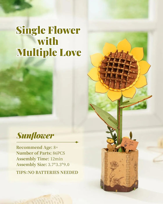 Sunflower Eternal Flowers Bouquet Collection 3D Wooden Puzzle Model Kits On Sale