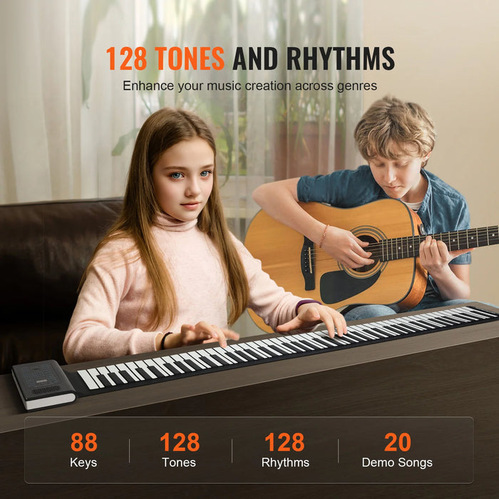 88 Keys Foldable Roll-up Digital Piano With Rechargeable Battery 128 Rhythms And Tones On Sale