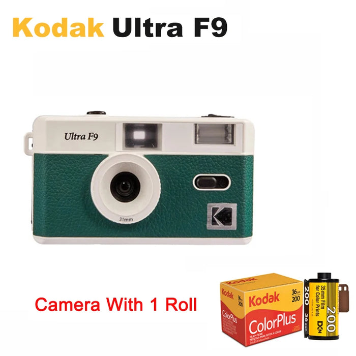 KODAK Vintage Retro Ultra F9 35mm Reusable Classic Film Camera Green With 1 Roll Kodak ColorPlus 200 Film On Sale