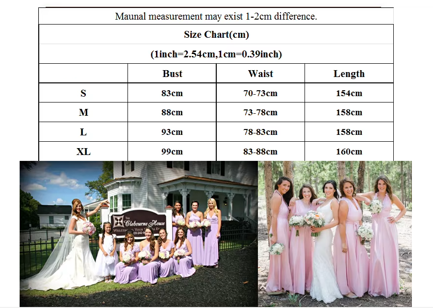 Size Chart: Maxi Convertible Long Dress