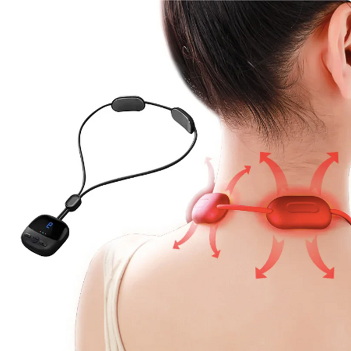 Black TENS + EMS Double Pulse Hot Compress Smart Neck Massager On Sale