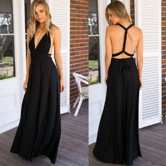 Black Maxi Convertible Long Dress On Sale