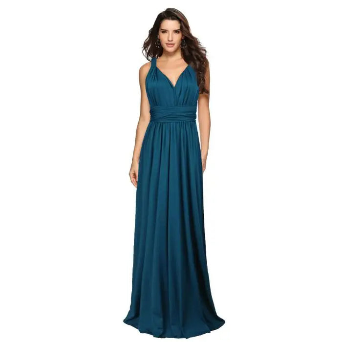Blue Gray Maxi Convertible Long Dress On Sale