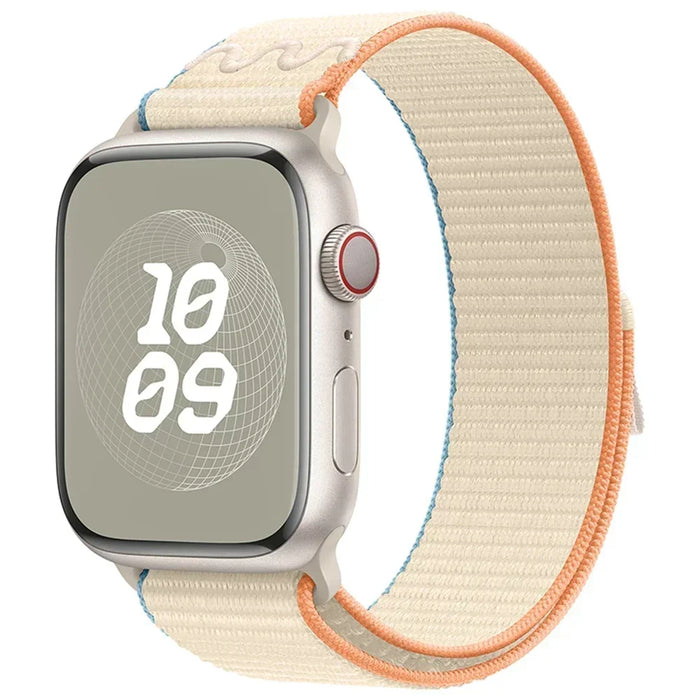 Cream White Nylon Sport Loop Watch Straps Collection For Apple Watch 38mm, 40mm, 41mm, 42mm, 44 mm, 45mm, 46mm, 49mm On Sale