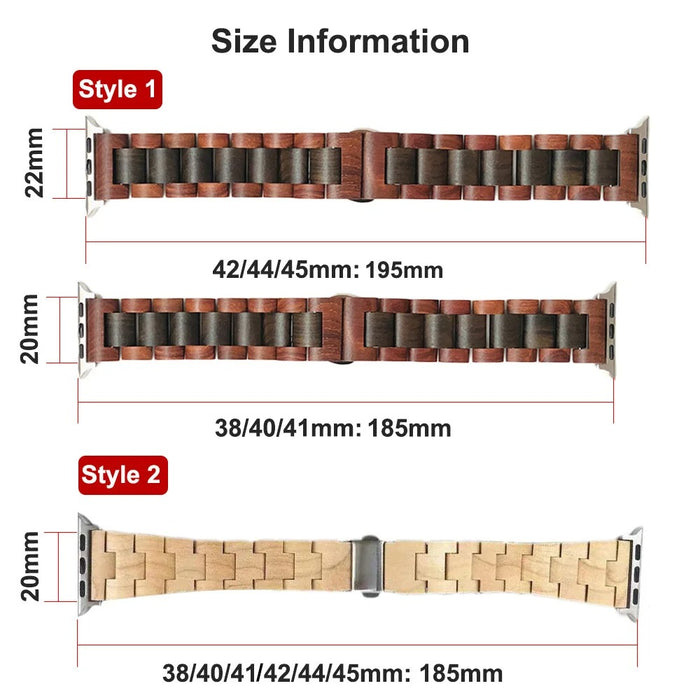 Size Information Of Wooden Strap for Apple Watch Band 38mm, 40mm, 42mm, 44 mm, 45mm, 49