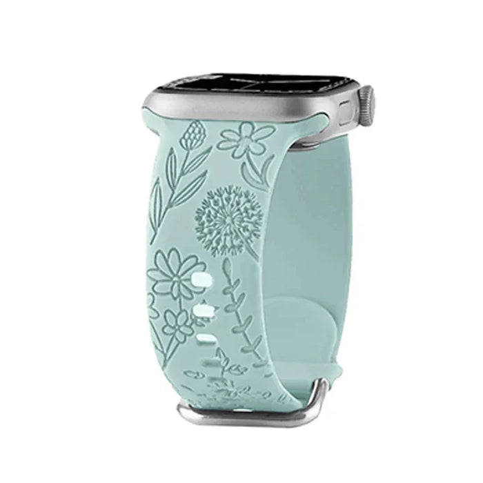 Green Dandelion Floral Theme Design Silicone Apple Watch Band On Sale