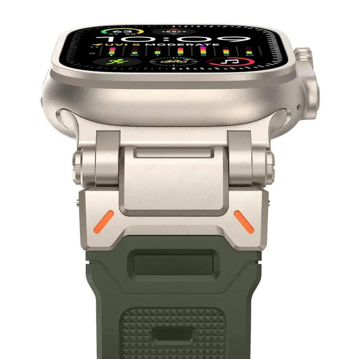 Starlight Green 316L Stainless Steel Connectors Adjustable Loop Rugged Sports Bands For Apple Watch Strap Series 42mm, 44mm, 45mm, 46mm, 49mm On Sale