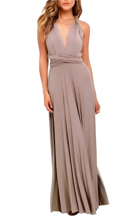 Khaki Convertible Long Dress On Sale