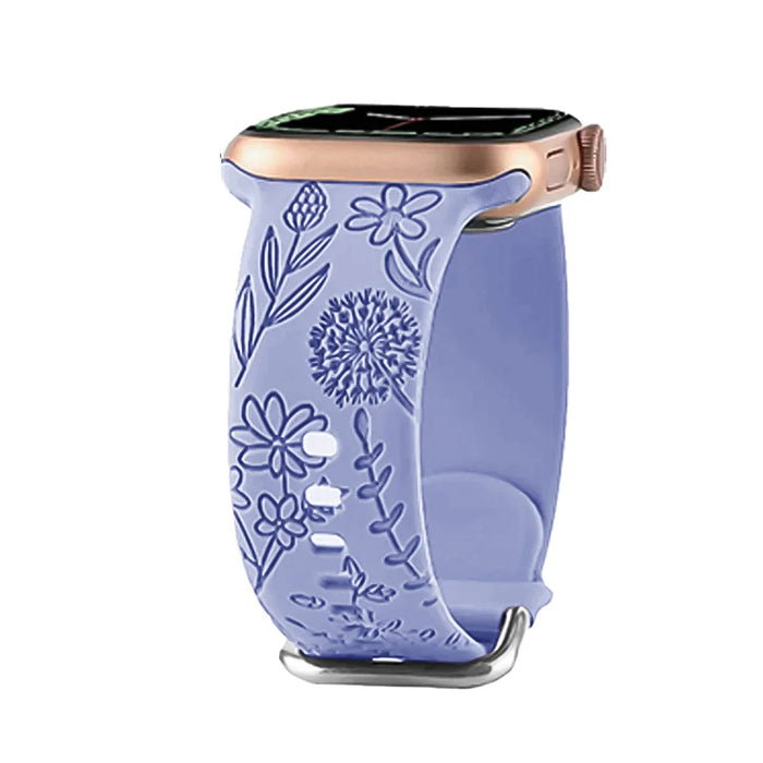 Lilac Dandelion Floral Theme Design Silicone Apple Watch Band On Sale