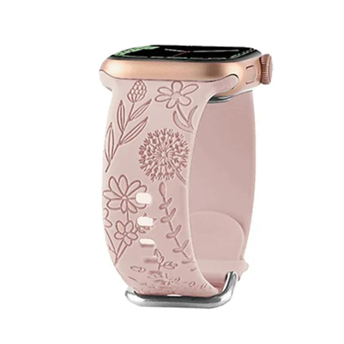 Pink Dandelion Floral Theme Design Silicone Apple Watch Band On Sale