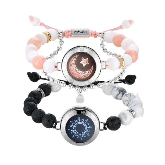 Phantom Light Up And Vibrate Long Distance Agate Touch Communication Bracelets For Couples