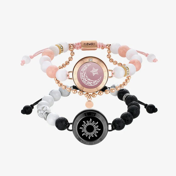 Phantom Light Up And Vibrate Long Distance Agate Touch Communication Bracelets For Couples