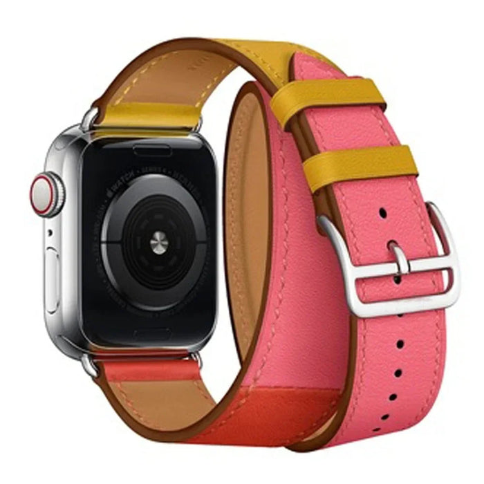 Pink Red Yellow Double Tour Leather Wrap Watch Bracelet For Apple iWatch On Sale