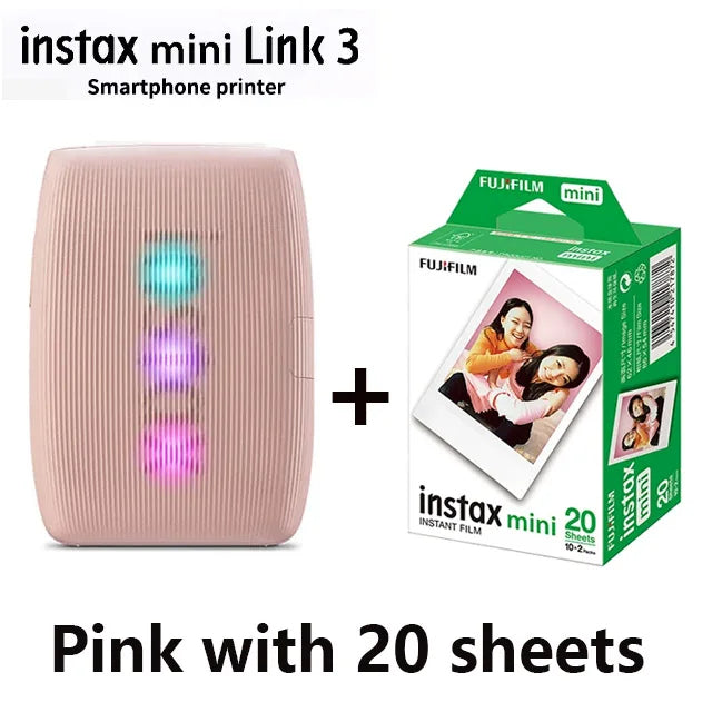 Pink Fujifilm Instax Mini Link 3 Printer With 20 Sheets Instax Mini Films On Sale