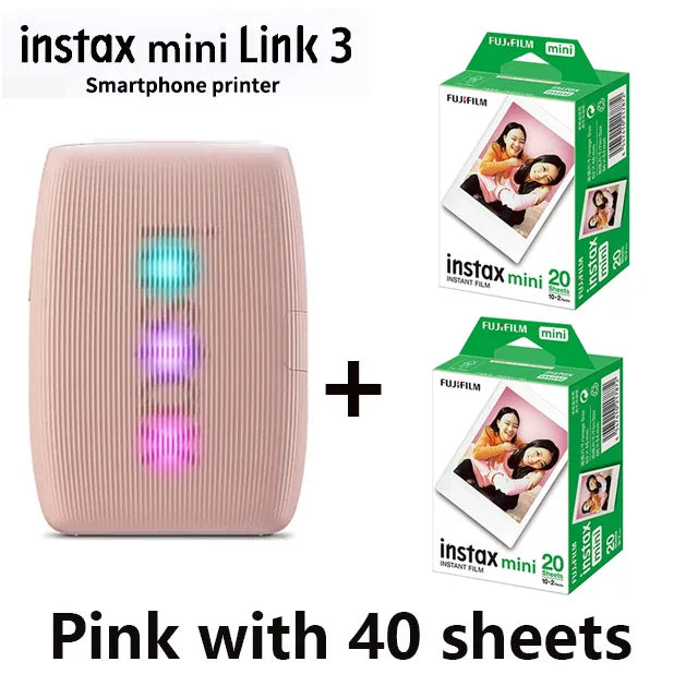 Pink Fujifilm Instax Mini Link 3 Printer With 40 Sheets Instax Mini Films On Sale