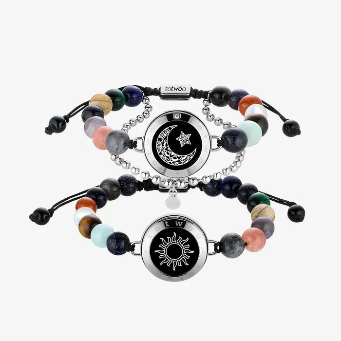 Planet Light Up And Vibrate Long Distance Agate Touch Communication Bracelets For Couples