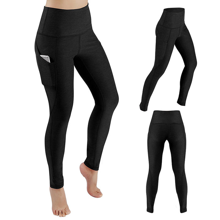 Black High Waisted Side Pocket Solid Sport Leggings On Sale