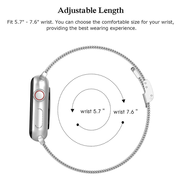 Length Adjustable Slim Milanese Strap For Apple Watch Series 8, 7, SE, 6, 5, 4, 3 On Sale