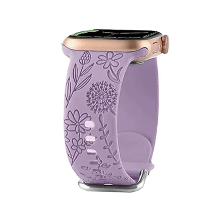 Purple Dandelion Floral Theme Design Silicone Apple Watch Band On Sale