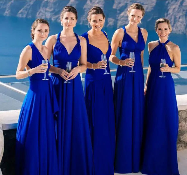 Sapphire Blue Maxi Convertible Long Dress On Sale