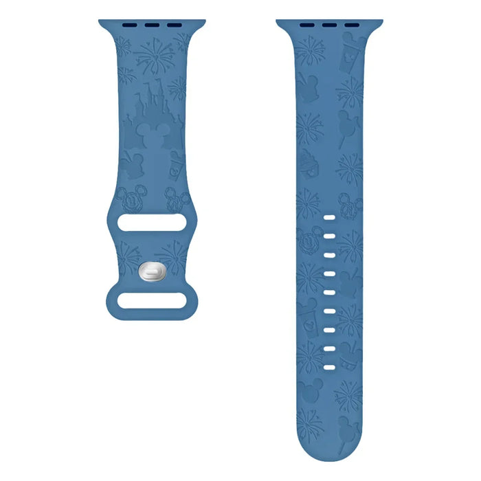 Blue Disney Mickey Mouse Castle Theme Design Silicone Apple Watch Band On Sale
