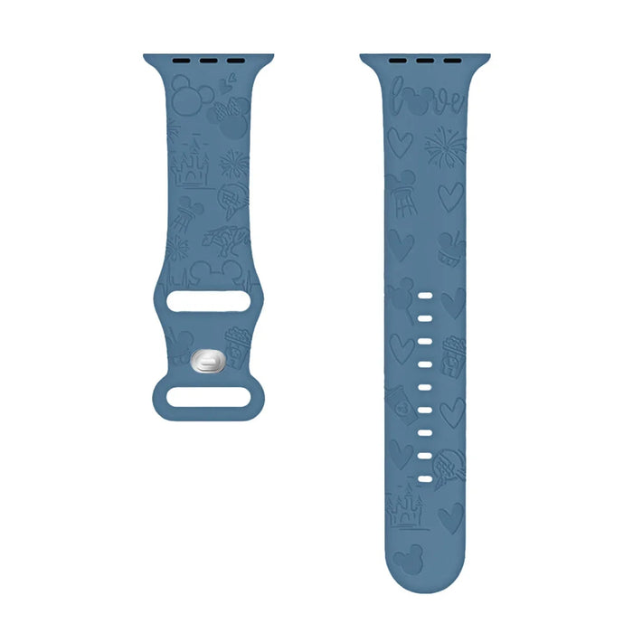 Blue Disney Mickey Mouse Castle Theme Design Silicone Apple Watch Band On Sale