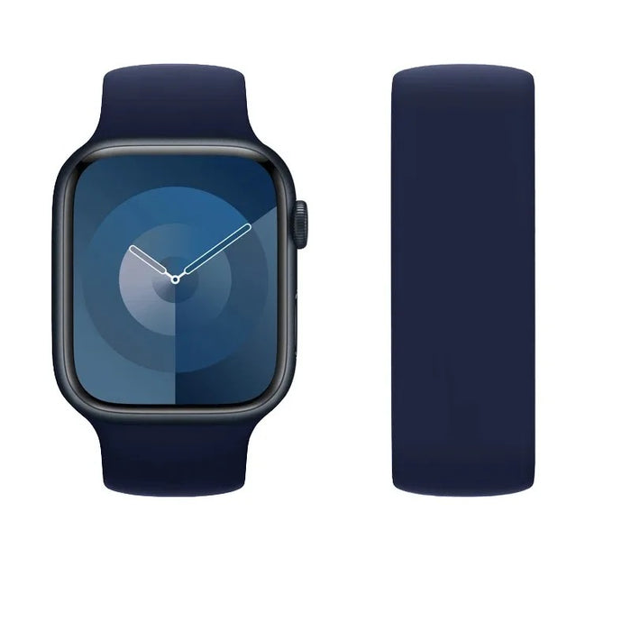 Sea Blue Solo Loop Silicone Watch Band For Apple Watch On Sale