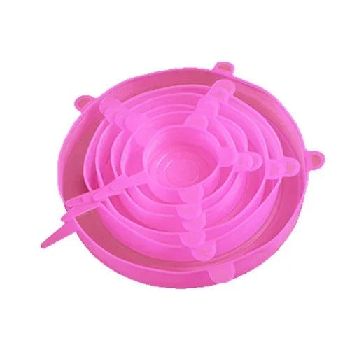 6 Pcs Per Set Eco-friendly Stretchy Blue Silicone Food Storage Container Lids On Sale