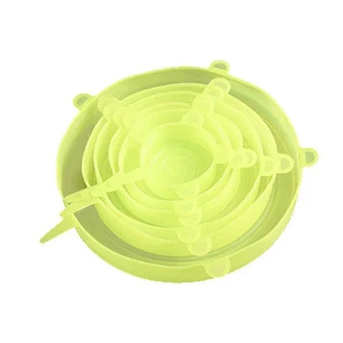 6 Pcs Per Set Eco-friendly Stretchy Blue Silicone Food Storage Container Lids On Sale