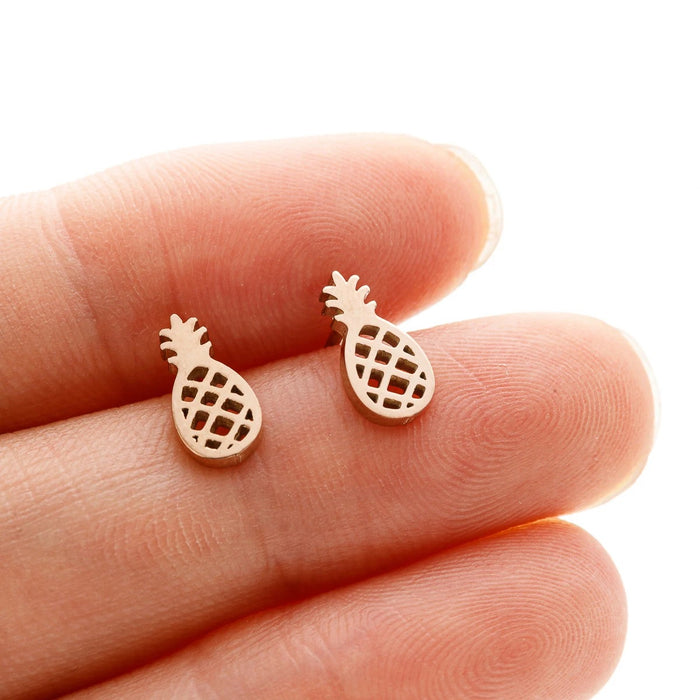 Rose Gold Pineapple Stud Earrings On Sale