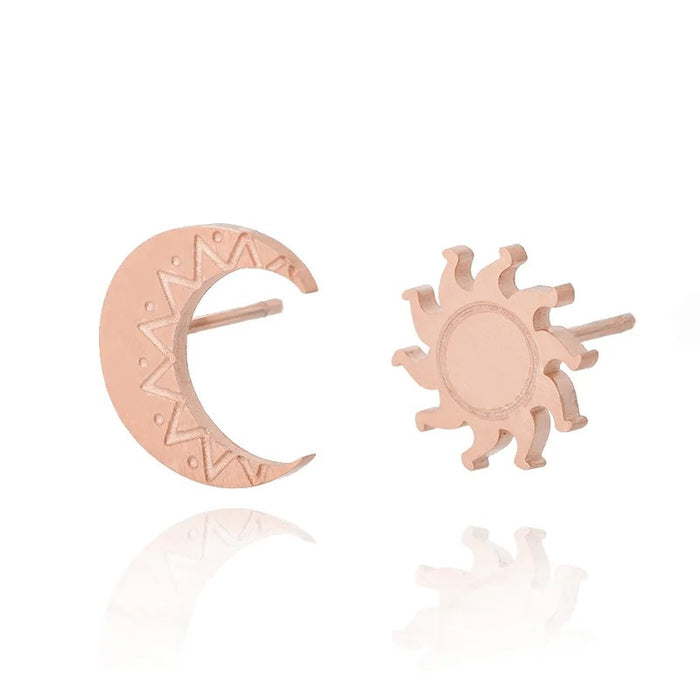 Sun & Moon Rose Gold Earrings On Sale