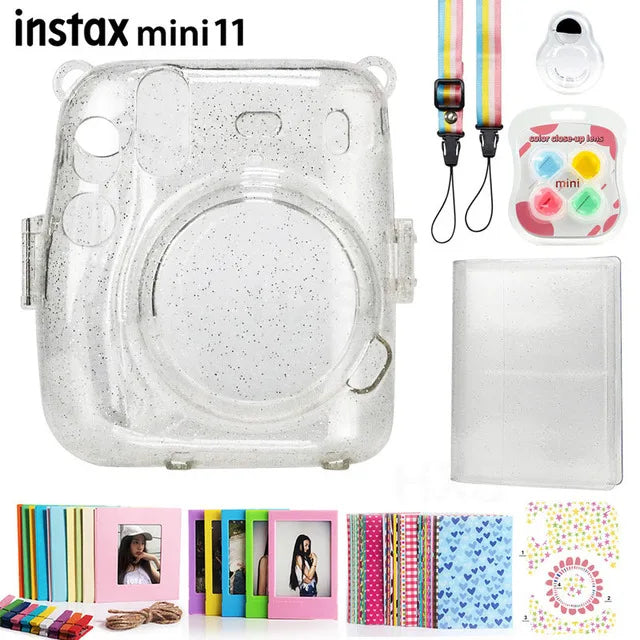 Fujifilm Instax Mini 11 Camera Glitter Clear Case Accessories Gift Set On Sale
