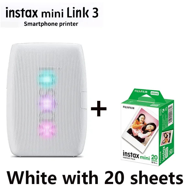 White Fujifilm Instax Mini Link 3 Printer With 20 Sheets Instax Mini Films On Sale
