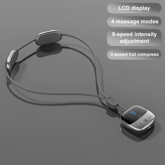Silver TENS + EMS Double Pulse Hot Compress Smart Neck Massager On Sale