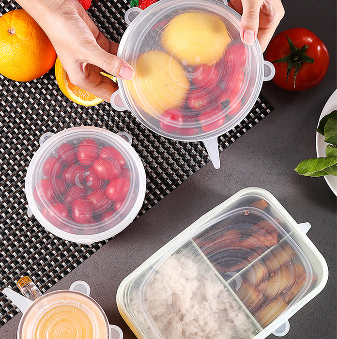 6 Pcs Per Set Eco-friendly Stretchy Silicone Food Storage Container Lids On Sale