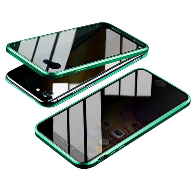 Green Magnetic Privacy Anti-peeping Tempered Glasses iPhone Case On Sale