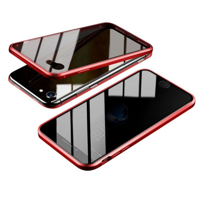 Red Magnetic Privacy Anti-peeping Tempered Glasses iPhone Case On Sale