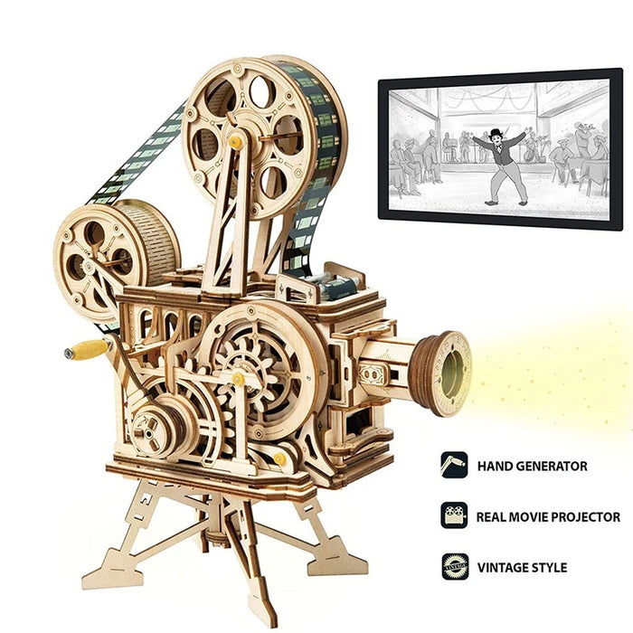 Hand Crank Classic Film Projector Vitascope 3D Wooden Puzzle On Sale