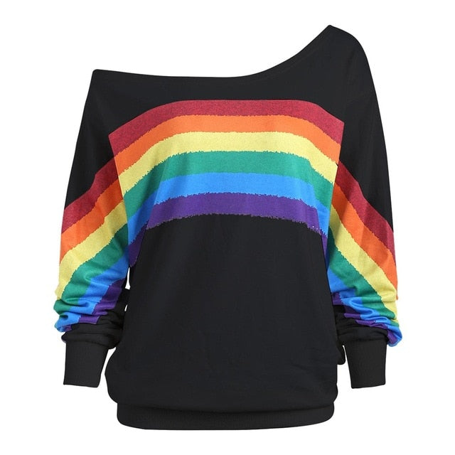 Rainbow Print Long-Sleeve Sweatshirt On Sale
