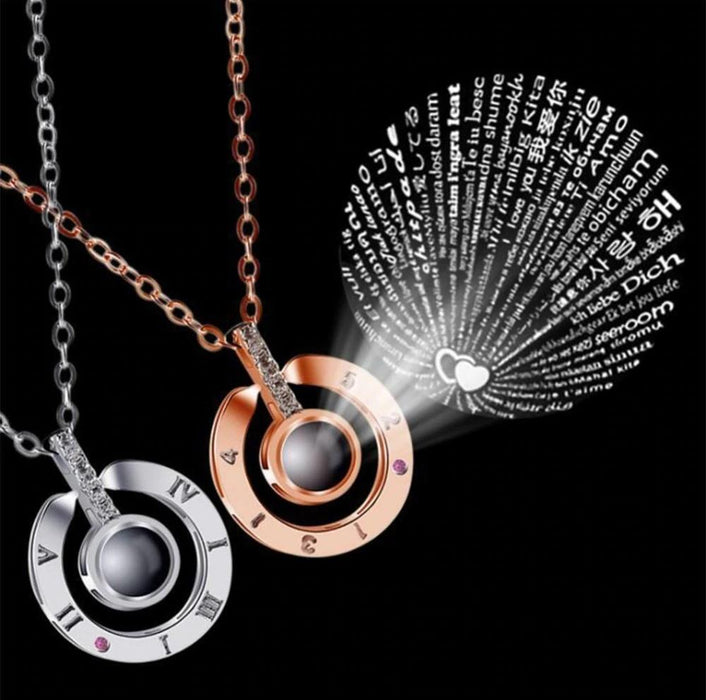 I Love You in 100 Languages Projection Necklace Pendant On Sale