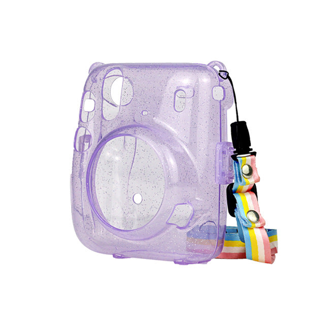 Fujifilm Instax Mini 11  Camera Purple Glitter Hard Case With Rainbow Strap On Sale