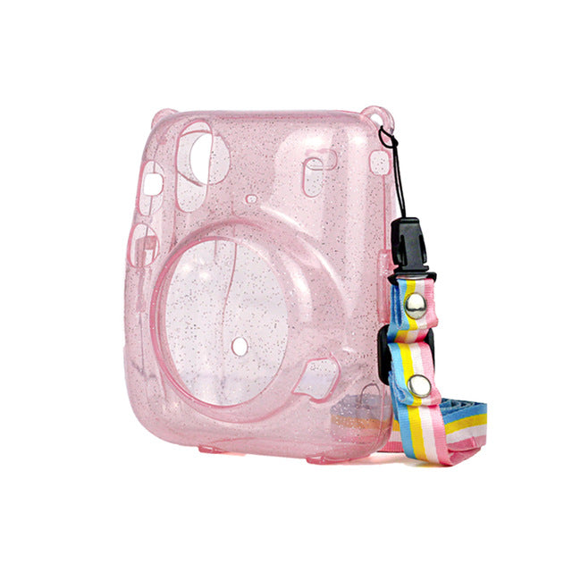 Fujifilm Instax Mini 11  Camera Pink Glitter Hard Case With Rainbow Strap On Sale