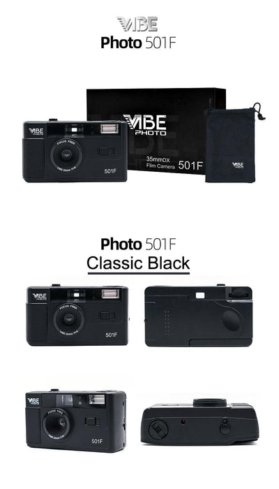 Black Vibe Photo 501F Vintage 35mm Reusable Film Camera On Sale