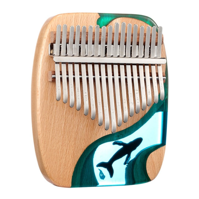 17 Keys Ocean Blue Whale Kalimba Pine Thumb Piano On Sale