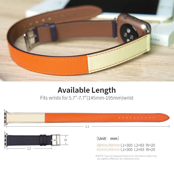 Available Length: Double Tour Leather Wrap Watch Bracelet For Apple iWatch