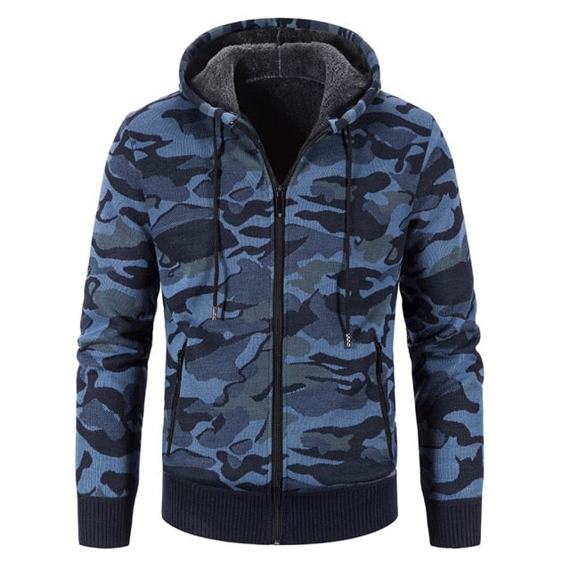 Blue Camouflage Warm Fleece Men Jacket On Sale