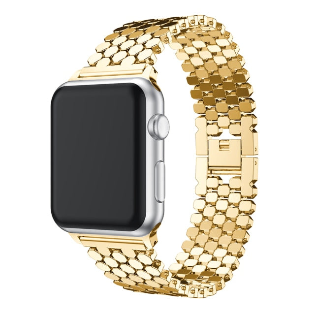 Gold Honeycomb Stainless Steel Link Apple Watch Bracelet For iWatch Series 7, 6, SE, 5, 4, 3 On Sale