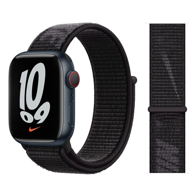 NIKE Black Nylon Watch Straps Collection For Apple Watch 38mm, 40mm, 42mm, 44 mm On Sale