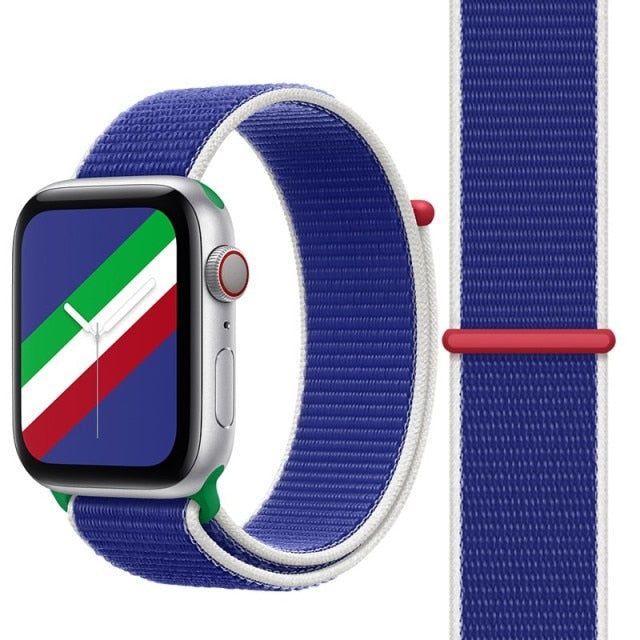 Italy World Flag Nylon Watch Straps Collection For Apple Watch 38mm, 40mm, 42mm, 44 mm On Sale