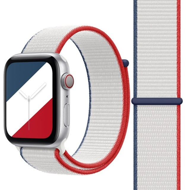 France World Flag Nylon Watch Straps Collection For Apple Watch 38mm, 40mm, 42mm, 44 mm On Sale